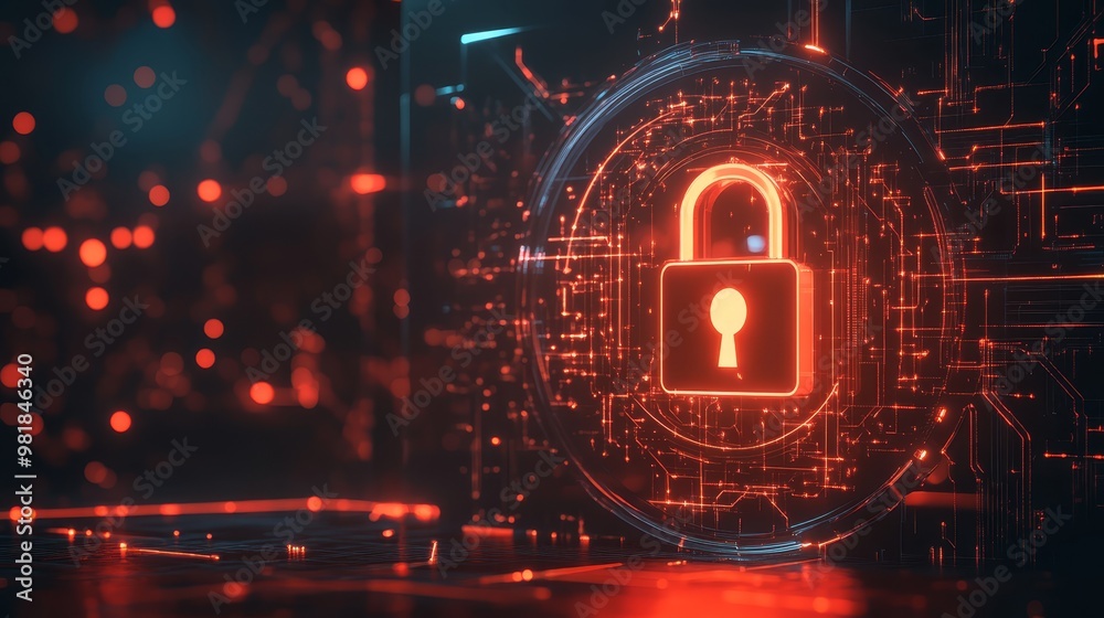 Obraz premium Digital Lock Security Abstract Concept