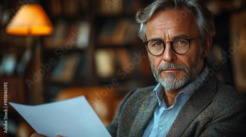 A middle-aged man with glasses looks intently at the camera.