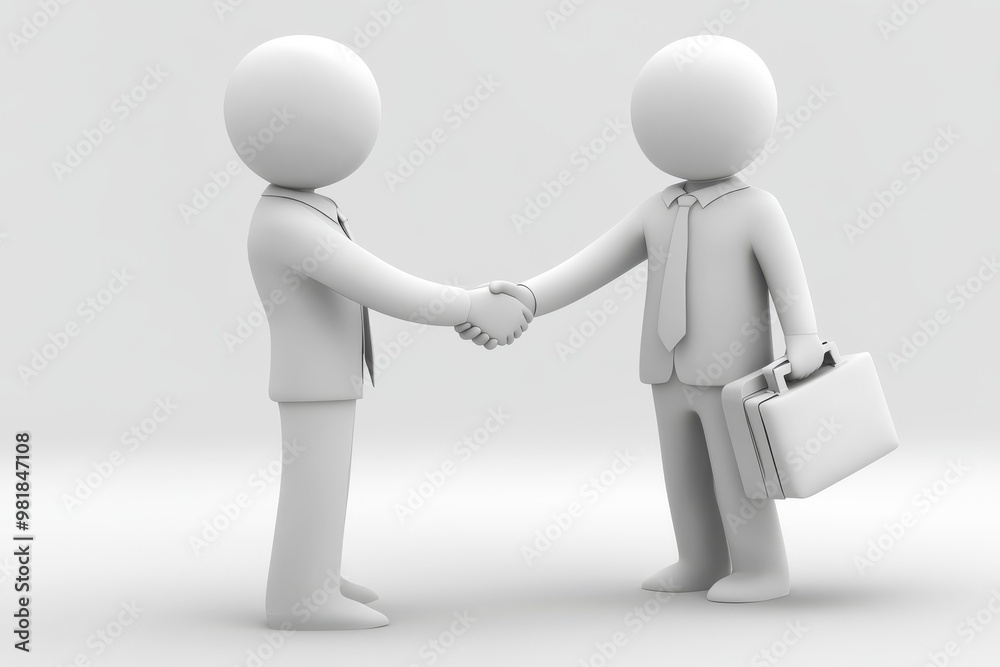 Simple 3D Illustration of a Handshake Agreement Simple 3D Illustration of a Handshake Agreement