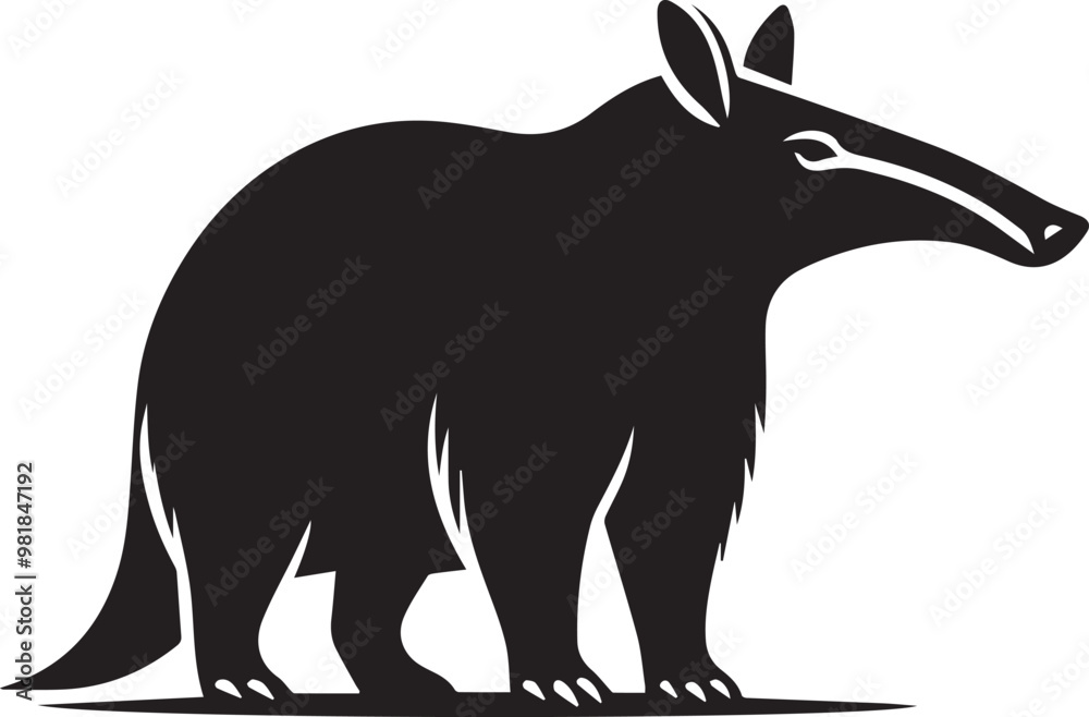 Fototapeta premium Aardvark silhouette simple vector, Aardvark logo, black and white