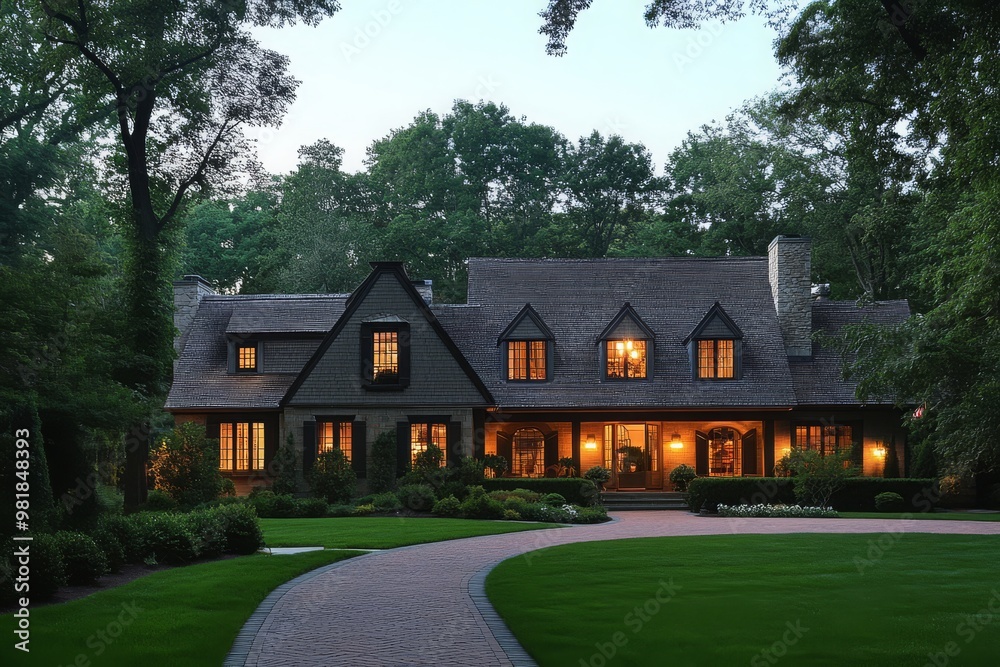 Luxury Suburban Home At Dusk Luxury Suburban Home At Dusk