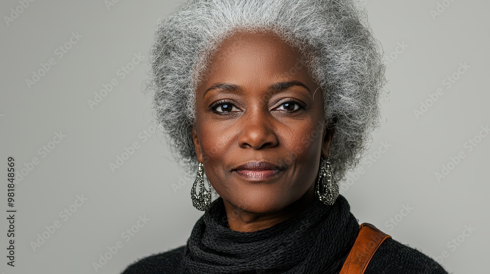 Portrait of a Confident African American Woman with Gray Hair Portrait of a Confident African American Woman with Gray Hair