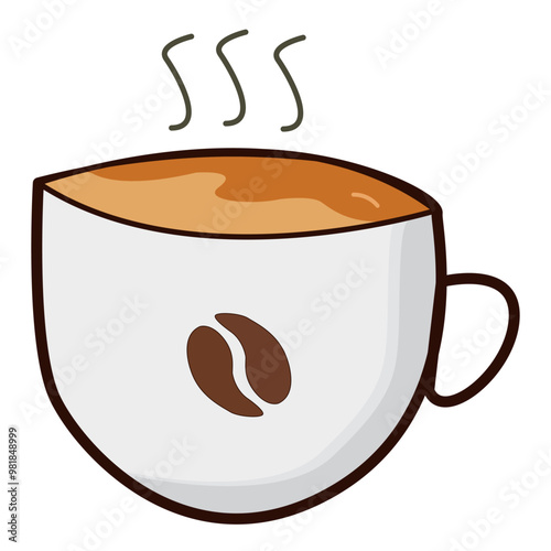 Cup of coffee cartoon illustration. flat design