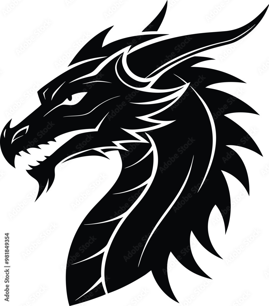 Fierce Dragon Head – Aggressive Tribal Design Fierce Dragon Head – Aggressive Tribal Design
