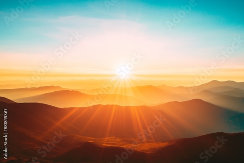 Sunrise Over Mountain Peaks photo