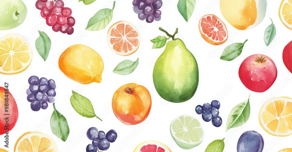 Colorful arrangement of fresh fruits and leaves on a transparent background showcasing a variety of colors and textures Colorful arrangement of fresh fruits and leaves on a transparent background showcasing a variety of colors and textures