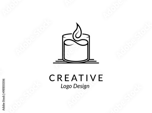 Candle light logo design, line art, icon and symbol, vector illustration design