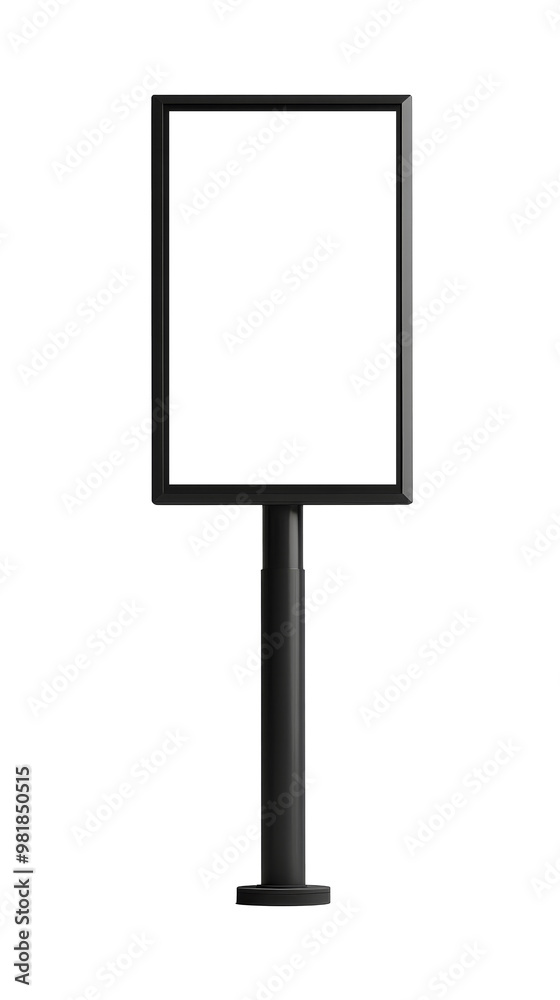 Blank black signpost with a straight pole designed for advertisements or wayfinding in a modern urban environment Blank black signpost with a straight pole designed for advertisements or wayfinding in a modern urban environment