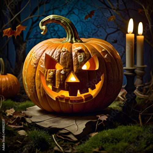 Halloween pumpkin background featuring spooky jack-o-lanterns on a black backdrop, perfect for autumn celebrations	