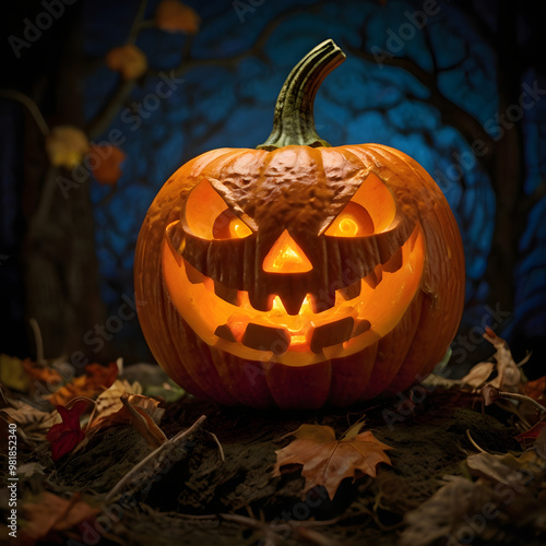 Halloween pumpkin background featuring spooky jack-o-lanterns on a black backdrop, perfect for autumn celebrations	