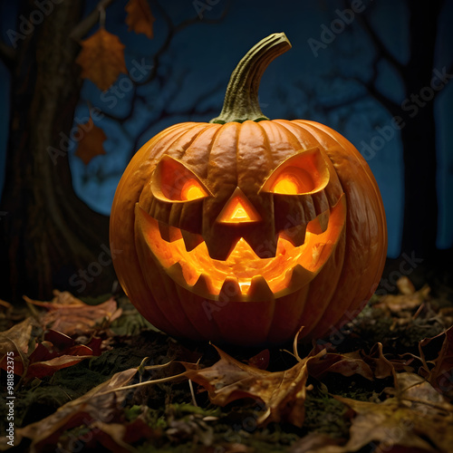 Halloween pumpkin background featuring spooky jack-o-lanterns on a black backdrop, perfect for autumn celebrations	