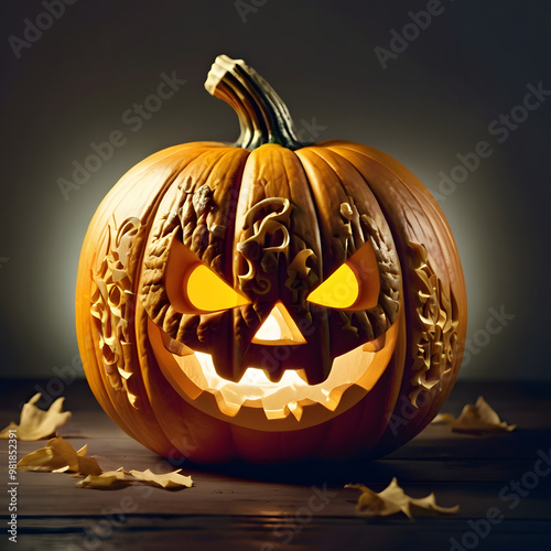 Halloween pumpkin background featuring spooky jack-o-lanterns on a black backdrop, perfect for autumn celebrations	
