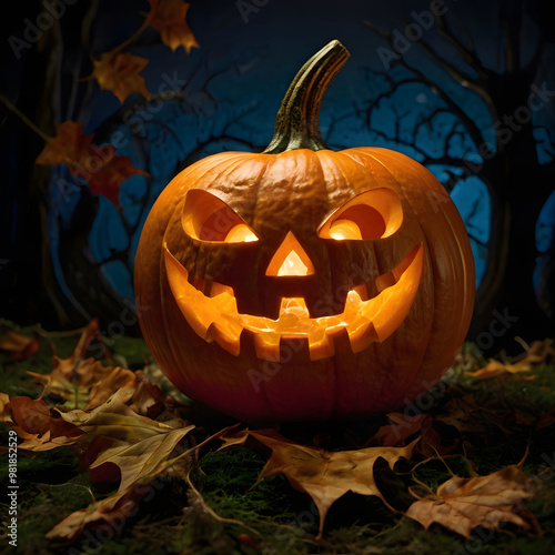 Halloween pumpkin background featuring spooky jack-o-lanterns on a black backdrop, perfect for autumn celebrations	