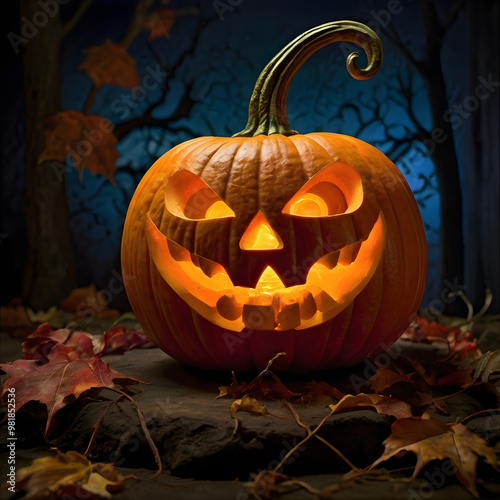 Halloween pumpkin background featuring spooky jack-o-lanterns on a black backdrop, perfect for autumn celebrations	