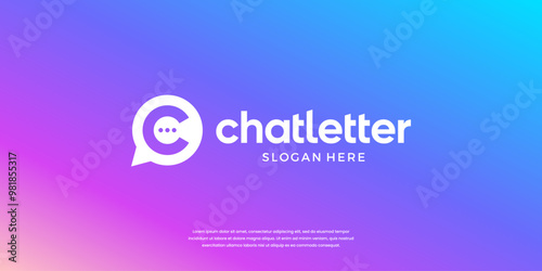 Letter C chat logo template. Modern bubble symbol logo vector illustration.