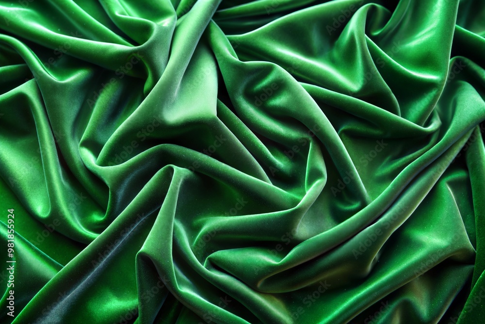 Obraz premium Close-up of emerald green velvet fabric with soft folds