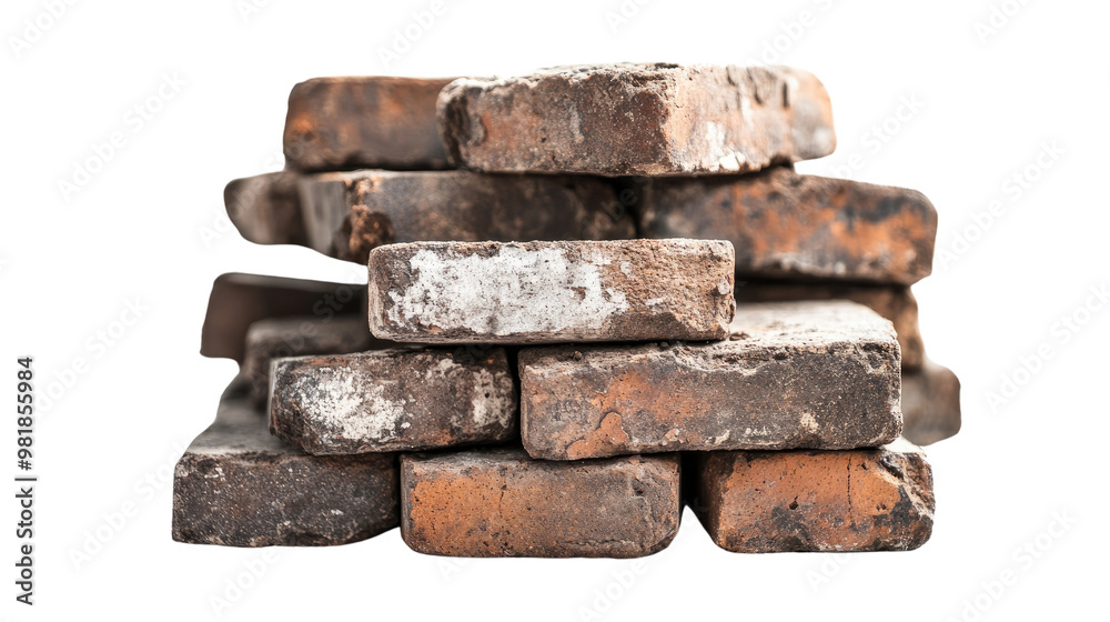 old bricks on a white transparent background old bricks on a white transparent background