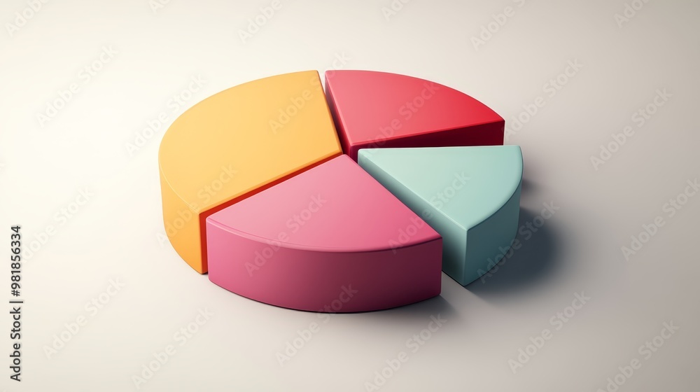 Fototapeta premium Colorful 3D Pie Chart Sections Business Data Visualization