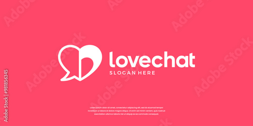 Abstract love with bubble logo icon. Chat symbol for date app logo design.