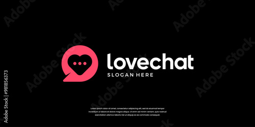 Love chat logo template. Modern date app symbol logo design concept.
