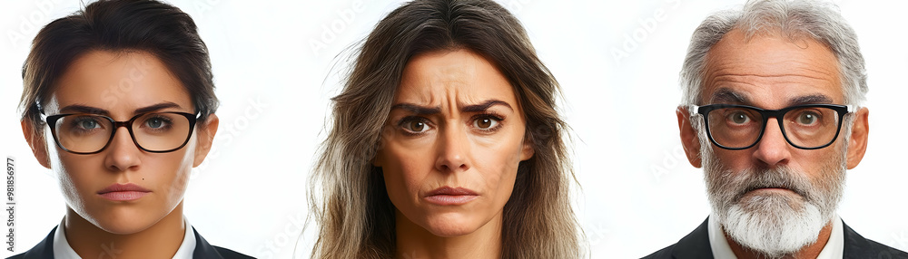 Politicians Reaction to Poll Results: Intense Focus of Campaign Teams in Medium Shot, Capturing High Stakes in Election Strategy - Isolated on White Background - Stock Photo Concept Politicians Reaction to Poll Results: Intense Focus of Campaign Teams in Medium Shot, Capturing High Stakes in Election Strategy - Isolated on White Background - Stock Photo Concept