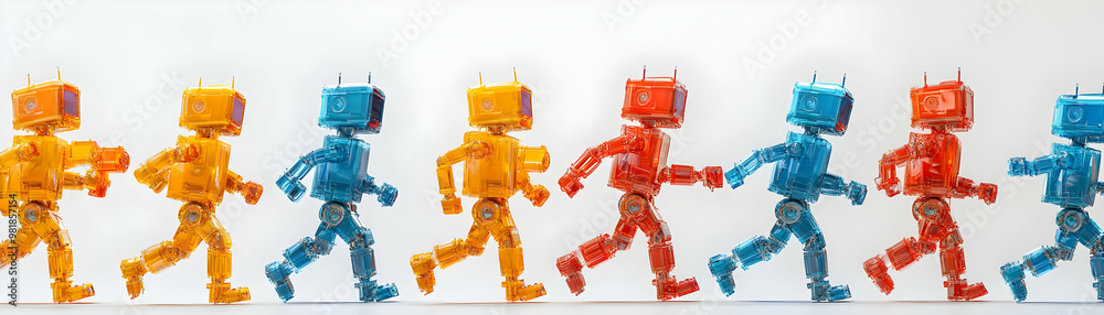 Macro Shot of Nano Robots as Campaign Canvassers: Data Collection & Voter Interaction Concept on White Background Macro Shot of Nano Robots as Campaign Canvassers: Data Collection & Voter Interaction Concept on White Background