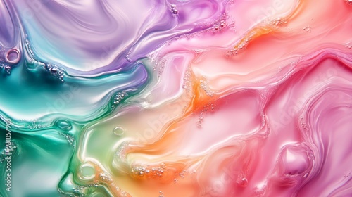 Wallpaper Mural Abstract Swirling Liquid with Bubbles in Vibrant Colors Torontodigital.ca