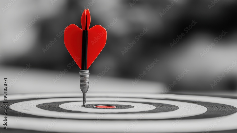 Fototapeta premium Red dart piercing the target 
