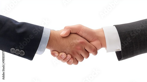 Businessmen shaking hands on a white background