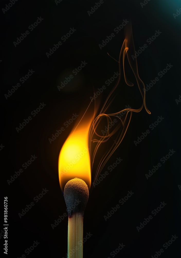 Matchstick on fire on a dark background Matchstick on fire on a dark background