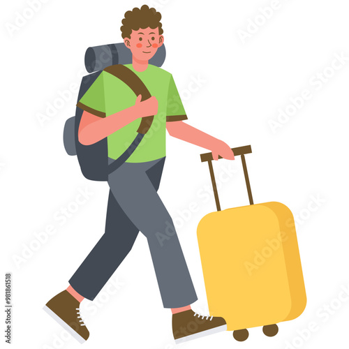 Tourist and Traveler Illustration with Cartoon Style. Vector Character Design