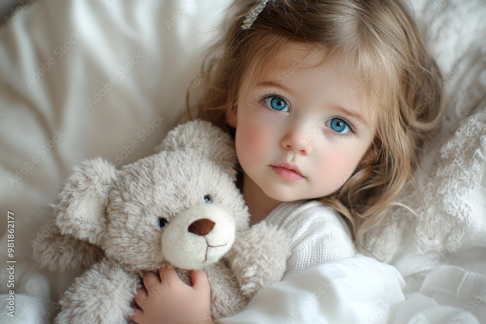 Portrait of a Little Girl Holding a Teddy Bear Portrait of a Little Girl Holding a Teddy Bear