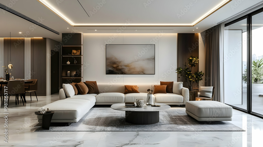 Modern Living Room Interior Design - 3D Illustration Modern Living Room Interior Design - 3D Illustration