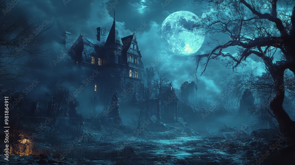 Fototapeta premium Spooky Horror Background Illustration