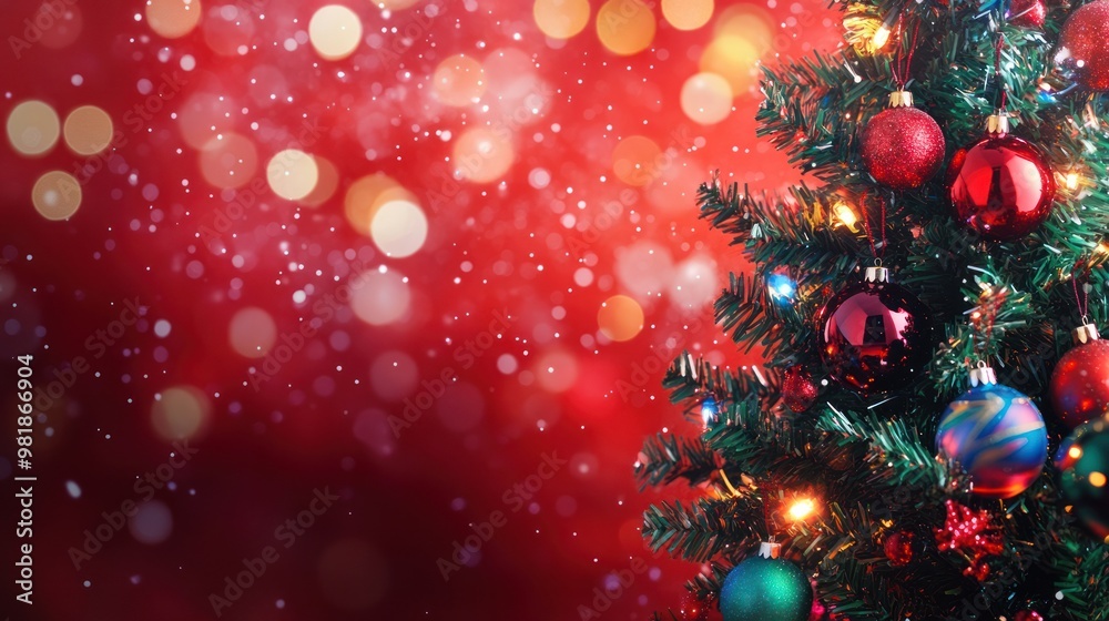 Christmas Tree Decorated with Ornaments and Lights Christmas Tree Decorated with Ornaments and Lights