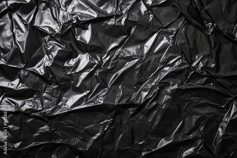 Crumpled black plastic wrap texture. Crumpled black plastic wrap texture.