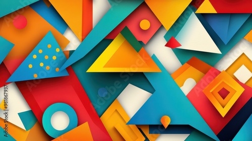 Modern vector art featuring geometric triangles in vibrant colors, bringing a playful and dynamic feel to any design.