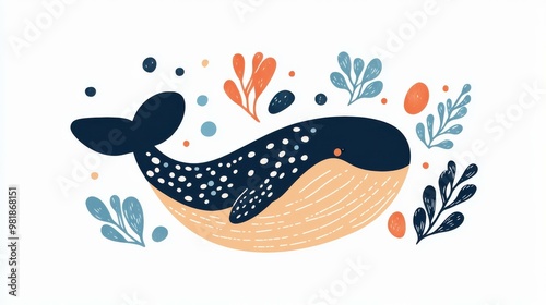 Explore vibrant and whimsical whale clipart, perfect for adding a celestial touch to your marinethemed designs. photo