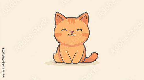 Minimalist D cat illustration, clean lines, playful style, perfect for pet lovers and modern art enthusiasts. photo