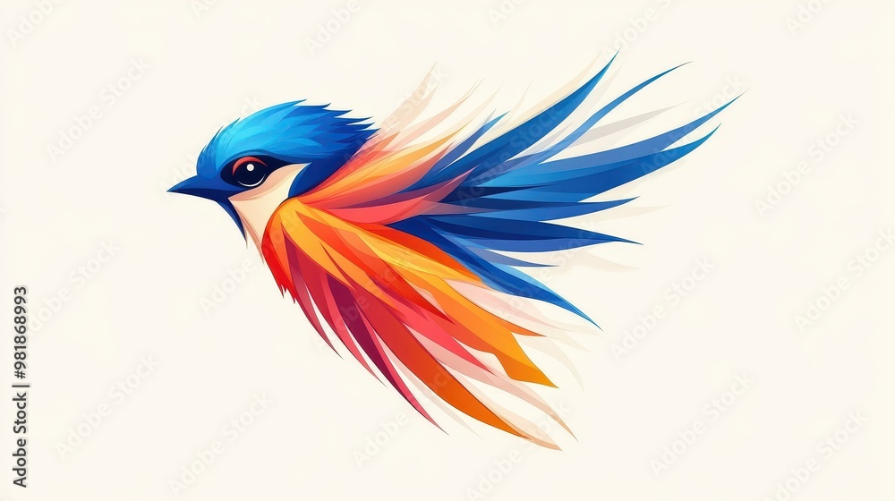 Obraz premium A vibrant vector art showcases a bird with a striking blue head, celebrating the beauty of urban nature.