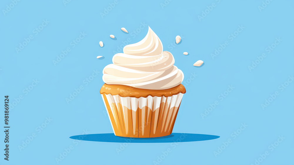 Indulge in a fun, modern illustration of a delicious cupcake topped with creamy icing, perfect for dessert lovers. Indulge in a fun, modern illustration of a delicious cupcake topped with creamy icing, perfect for dessert lovers.