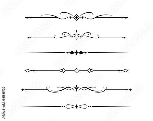 Set of Vintage decorative lines. text dividers. Line border. Lines separators, Borders, Vintage dividers, Underline elements. Vector illustration