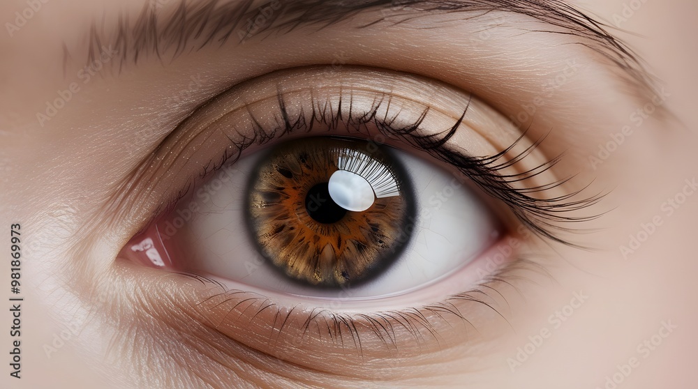 Fototapeta premium Close-up View of a Human Eye Showcasing Intricate Color Patterns and Details in Natural Light