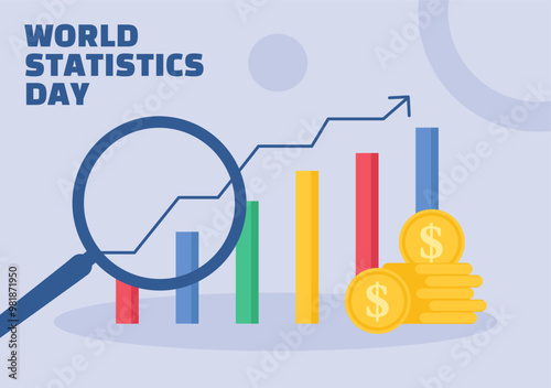 Statistics Day Social Media Background Flat Cartoon Hand Drawn Templates Illustration