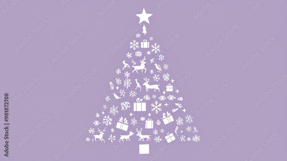 Minimalist Christmas Tree Silhouette: Festive Icons on Vibrant Red - Perfect for Sports Interior Posters, Holiday Decor, and Seasonal Greetings Minimalist Christmas Tree Silhouette: Festive Icons on Vibrant Red - Perfect for Sports Interior Posters, Holiday Decor, and Seasonal Greetings