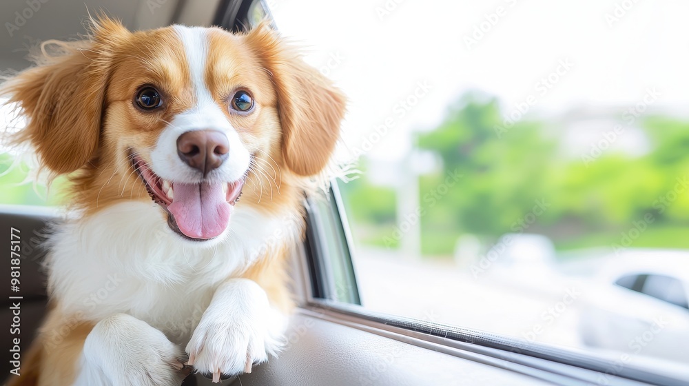 Happy Dog Looking Out Car Window Happy Dog Looking Out Car Window