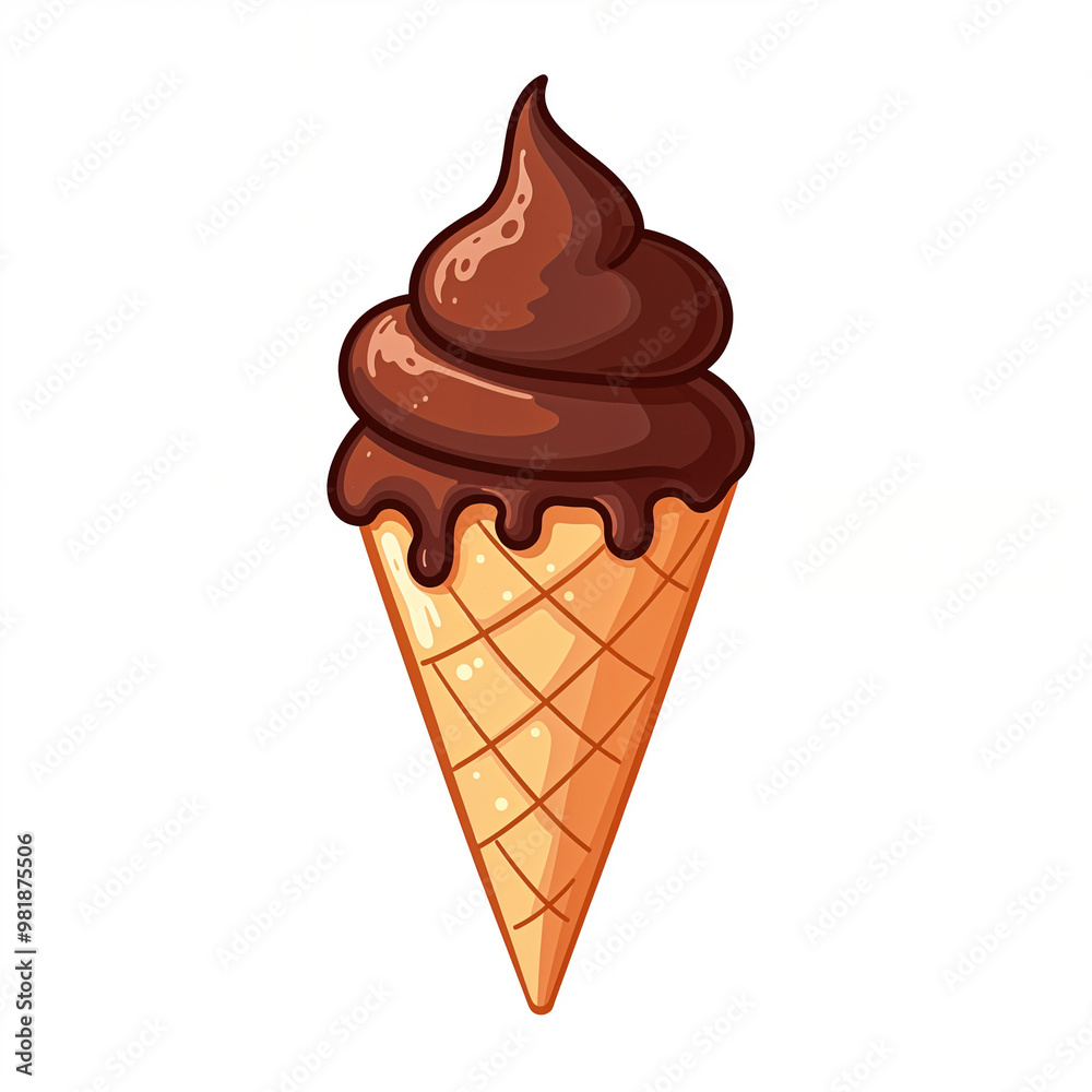 Cartoon Drawing of Blueberry Ice Cream in Waffle Cone Cartoon Drawing of Blueberry Ice Cream in Waffle Cone