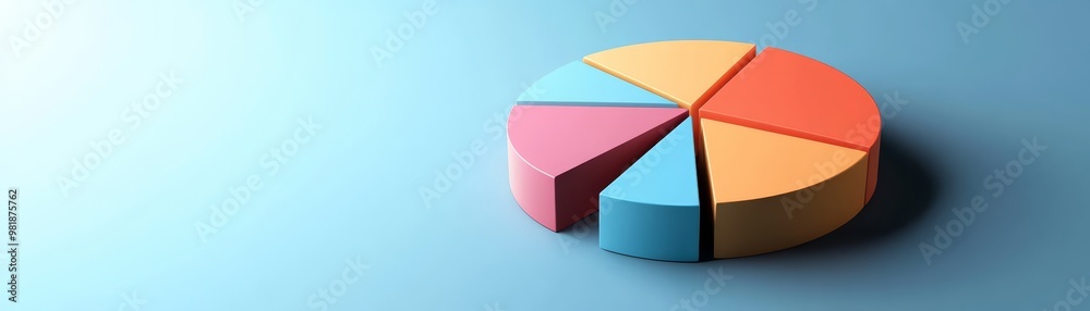 Obraz premium Colorful 3D Pie Chart on Blue Background