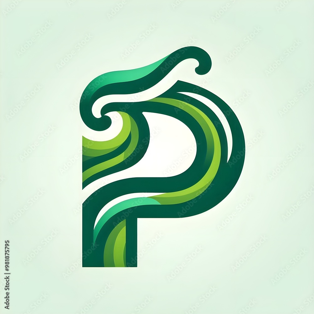 Obraz premium P logo, P alphabet green logo, The Stylish 