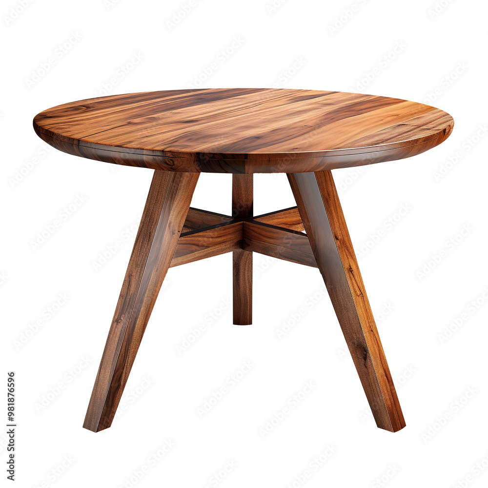 Circle round wooden table on transparent background PNG Generative AI Circle round wooden table on transparent background PNG Generative AI